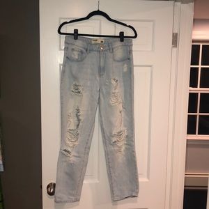 Light Wash Ripped Garage Boyfriend Jeans Size 09